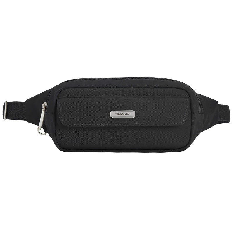 Travelon Unisex-Adult Anti-Theft Essentials Belt Bag Waistpack, Black, 8” W X 4” H X 1.75”D