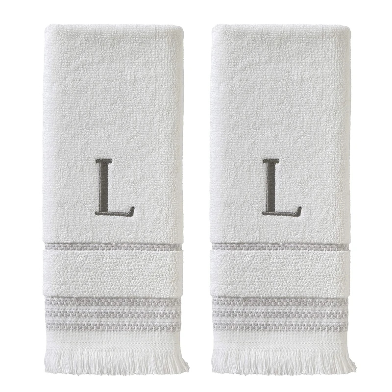 SKL Home Hand Towel Set, L, Cotton, White, 16x26
