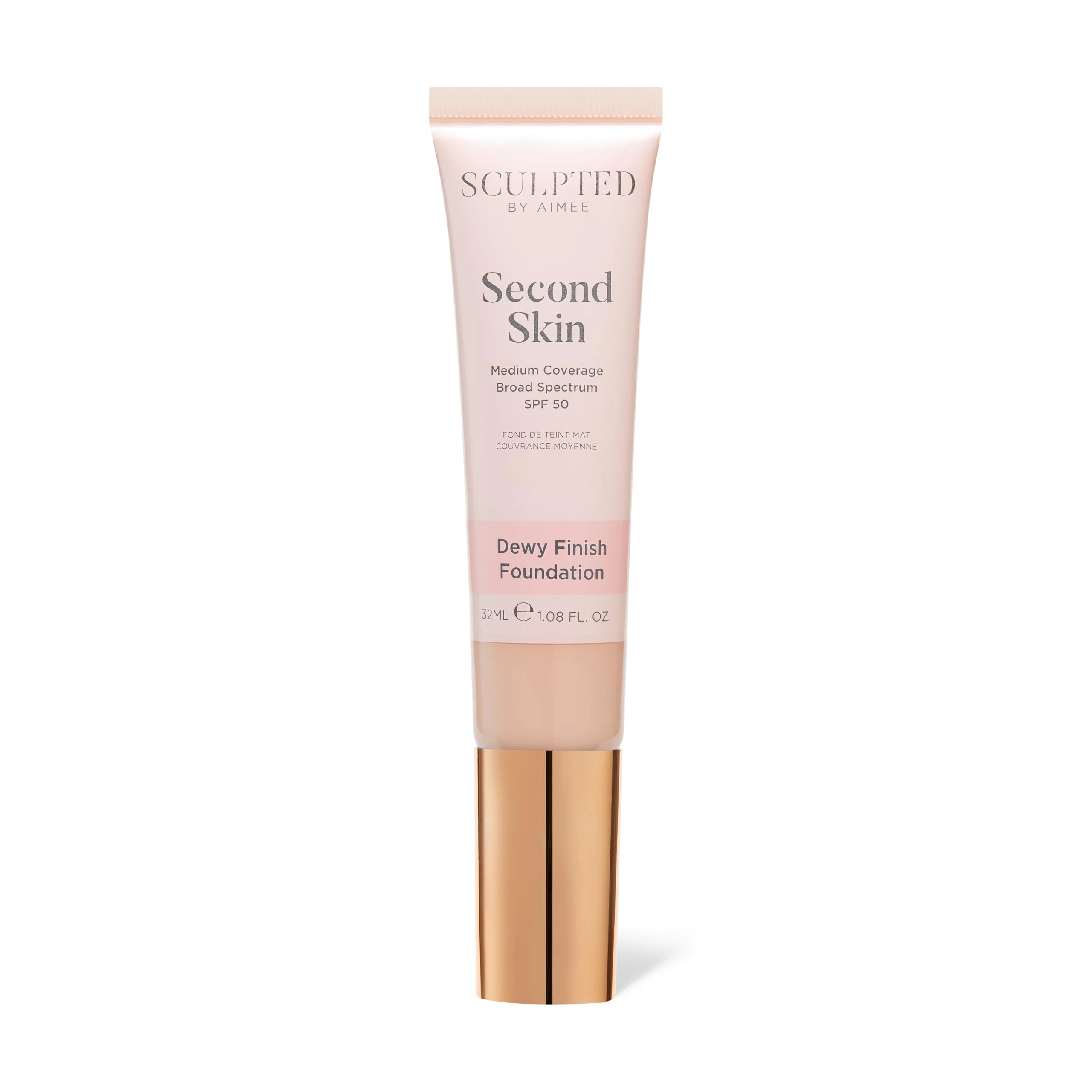 Second Skin Dewy Liquid Face Foundation from Sculpted by Aimee - 32ml Buildable, Medium Coverage Foundation with Dewy Finish, Hyaluronic Acid, Collagen Boosting Formula, SPF 50, (Light Plus 3.5)