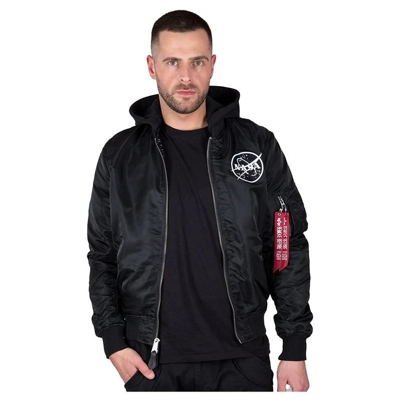 Alpha Industries MA-1 LW HD NASA Glow Rev. Bomber Jacket for Men Black