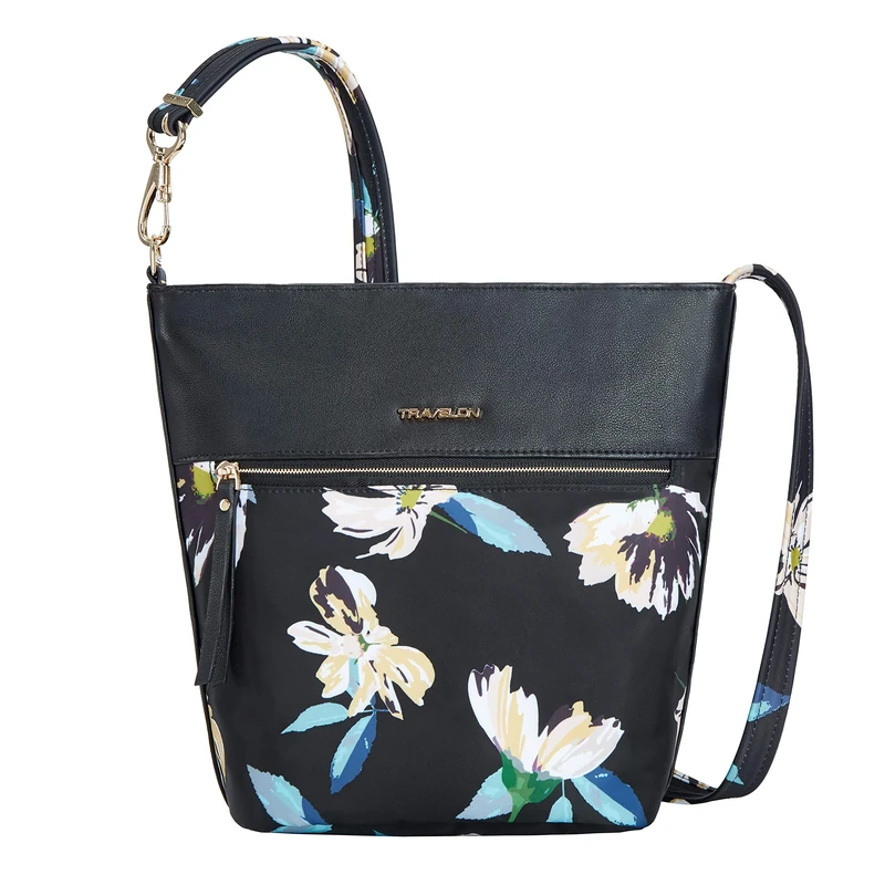 Travelon Unisex-Adult Addison-Anti-Theft Bucket Bag, Midnight Floral, OneSize - Image 1