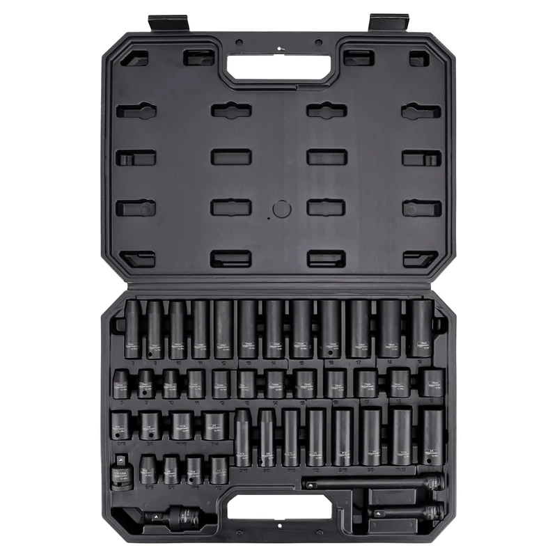 Amazon Basics 3/8-Inch Drive 6-Point Impact Socket Set with Carrying Case, 44-Piece