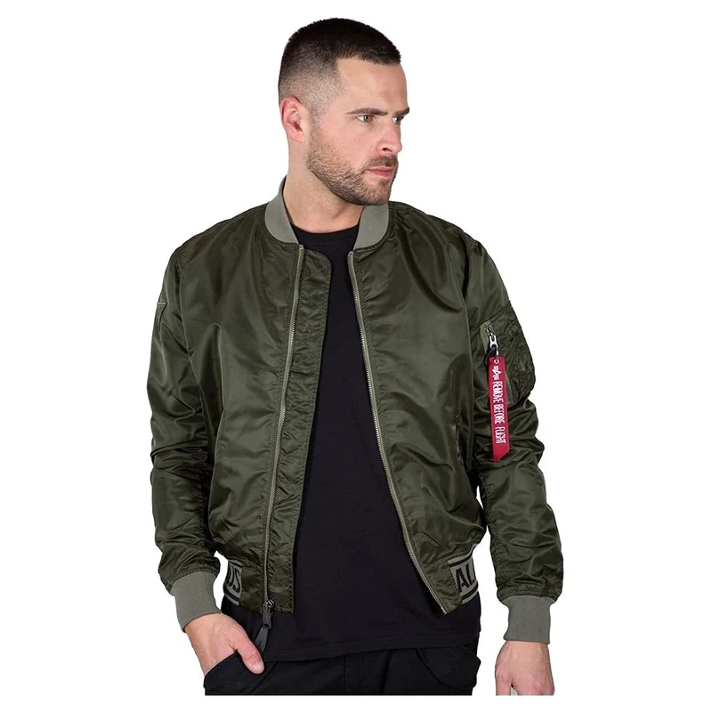 Alpha Industries Men's MA-1 LW AR Bomber Jacket, Dark Olive, L