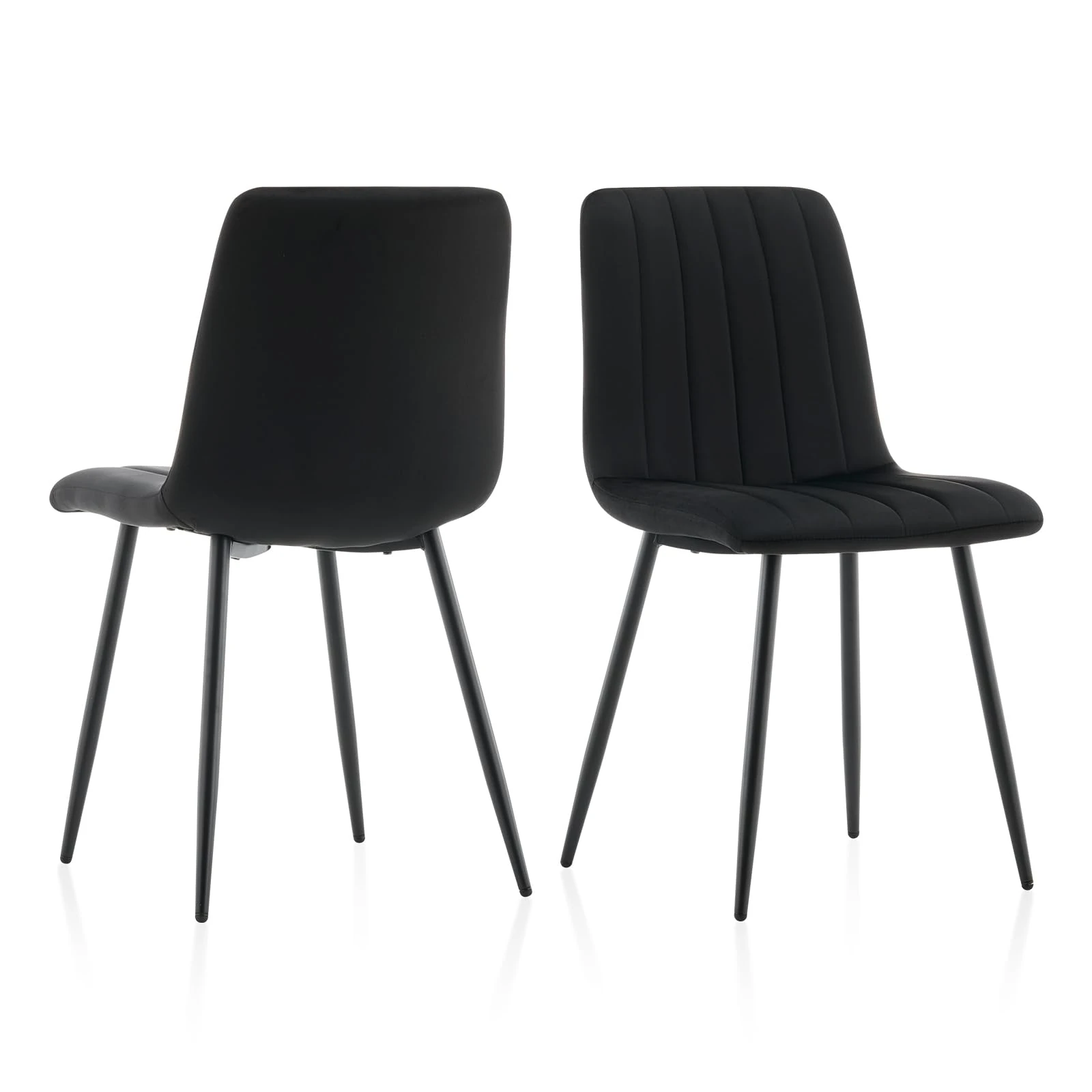 TUKAILAi Dining Chairs Set of 2 Black Velvet Upholstered Seat Counter Chairs with Backrest and Metal Legs, Lounge Vanity Chair for Home Living Room Bedroom Restaurant