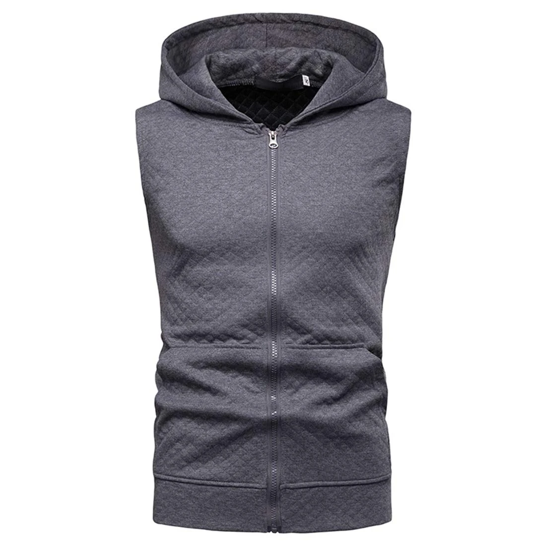 YCUEUST Mens Sleeveless Hoodie Zip Up Sweatshirt Tank Top Hooded (XXL, Z-Grey)