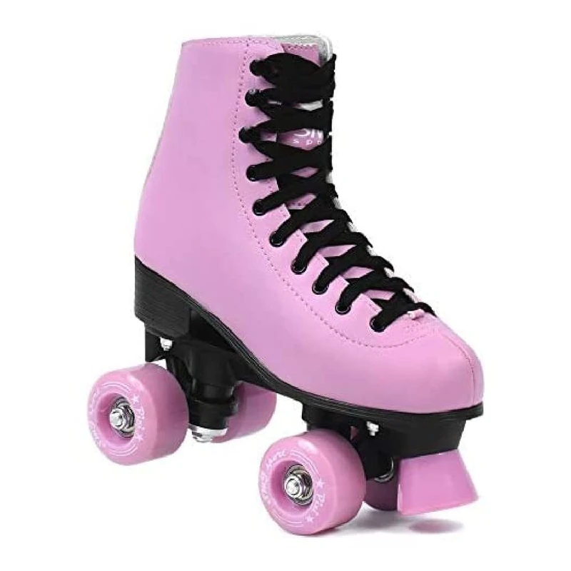SMJ sport Women's classic retro roller skates | ABEC7 ball bearings | black/pink girls Classic Roller skates | size 35, 36, 37, 38, 39, 40, 41 (37)