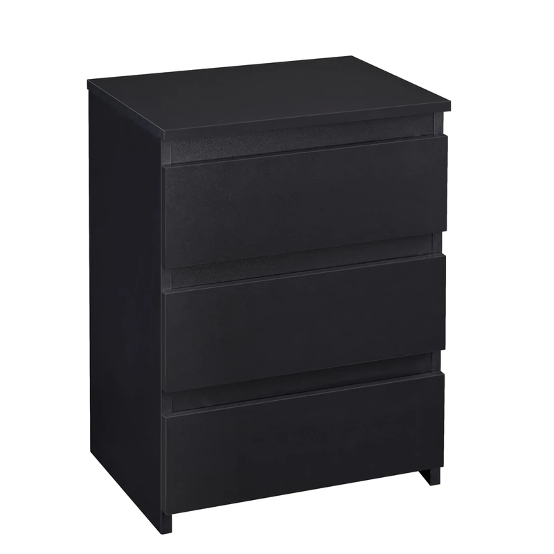 Yaheetech Bedside Table with 3 Drawers, Bedside Cabinet, Wooden Modern Nightstand with Storage for Living Room, Bedroom, 35 x 45 x 60.5 cm, Black