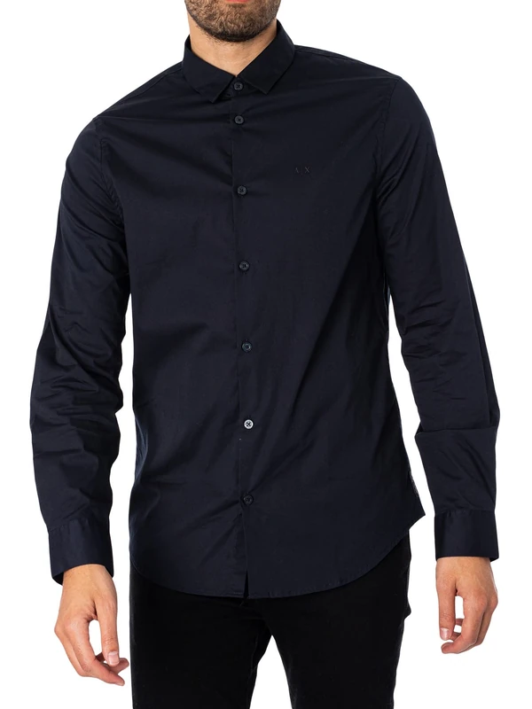 AX Exchange Camicia Uomo 8NZC31-ZN28Z Primavera/Estate, Navy, XL