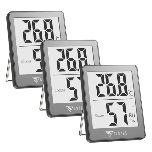 DOQAUS Digital Room Thermometer Indoor 3 Pack, Indoor Hygrometer Mini Room Temperature Monitor, Humidity Reader for Home Office Baby Room(Grey)