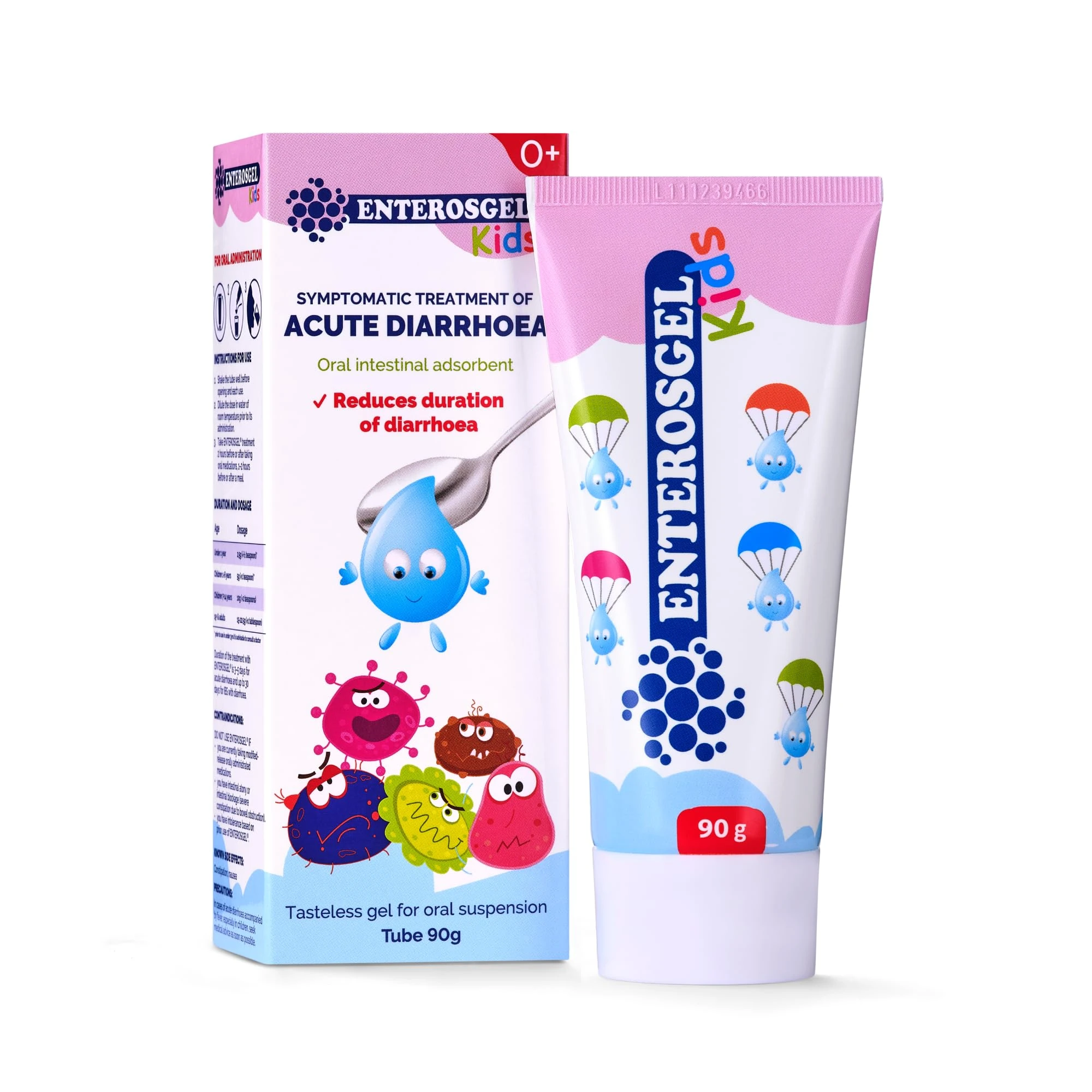 ENTEROSGEL Diarrhoea Relief for Children - Gastroenteritis Treatment, Tummy Bug Relief, Kids Stomach Bug Treatment, Traveler’s Diarrhea First Aid Kit, Stomach Pain Relief - for Babies & Children, 90g