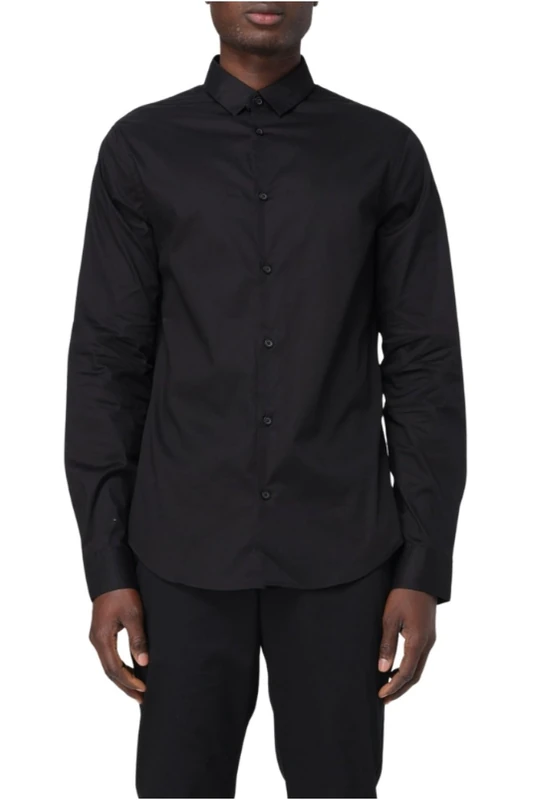 Armani Exchange Popeline Stretch Shirt, Black