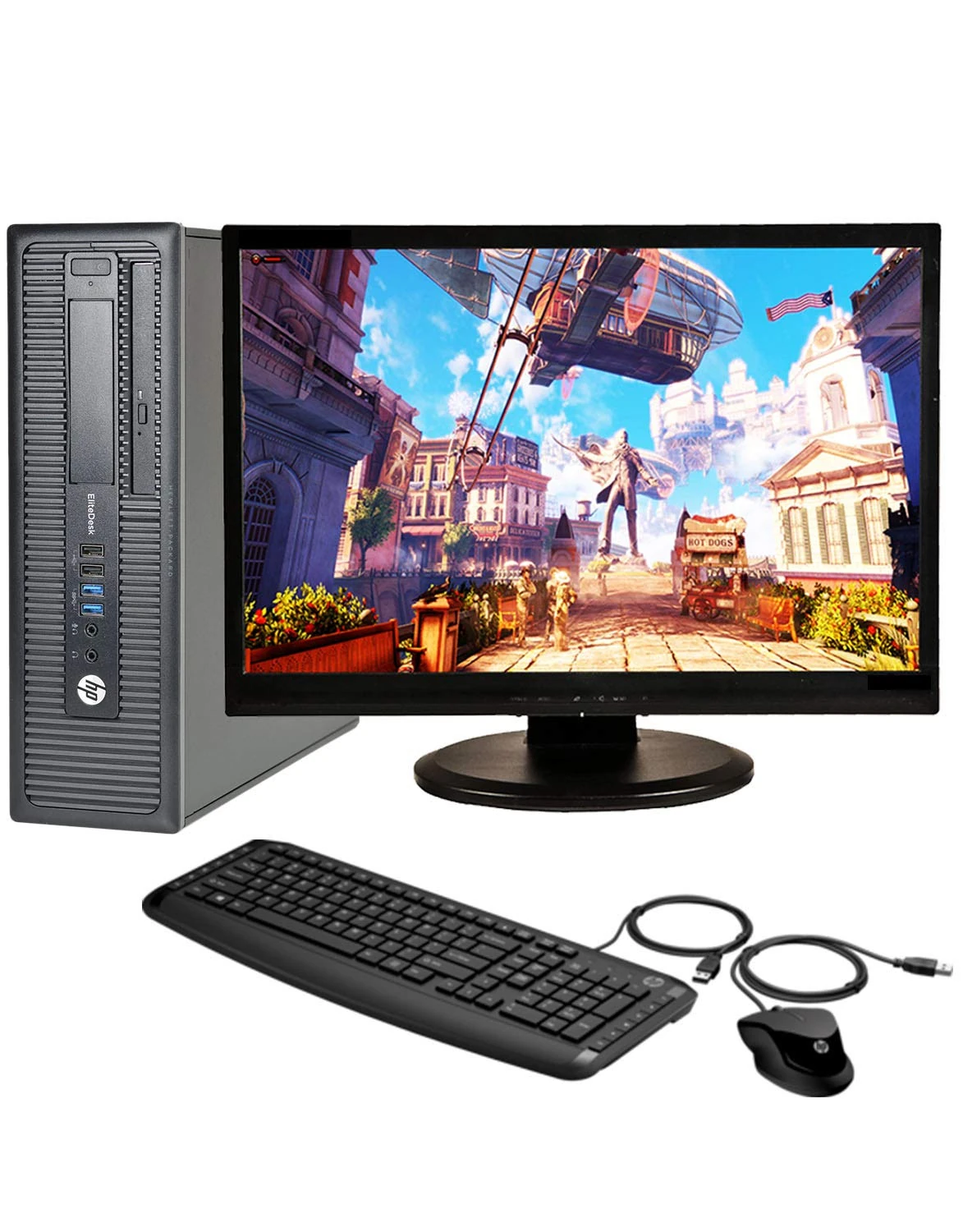 Complete set of 21.5in Monitor and HP 800G1 Quad Core i5-4570 8GB 240GB SSD WiFi Windows 10 64-Bit Desktop PC Computer (Renewed)