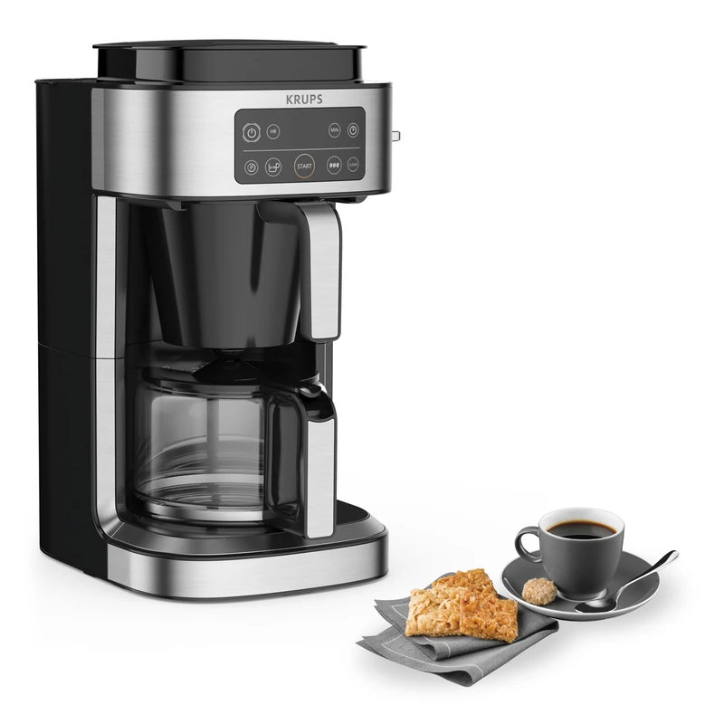 Krups Aroma Partner Filter Coffee Maker, Integrated Airtight Coffee Tray, Automatic and Accurate Dosages Thanks to Intelligent Lever System, 10 to 15 Cups, Capacity 1.25 L KM760D10