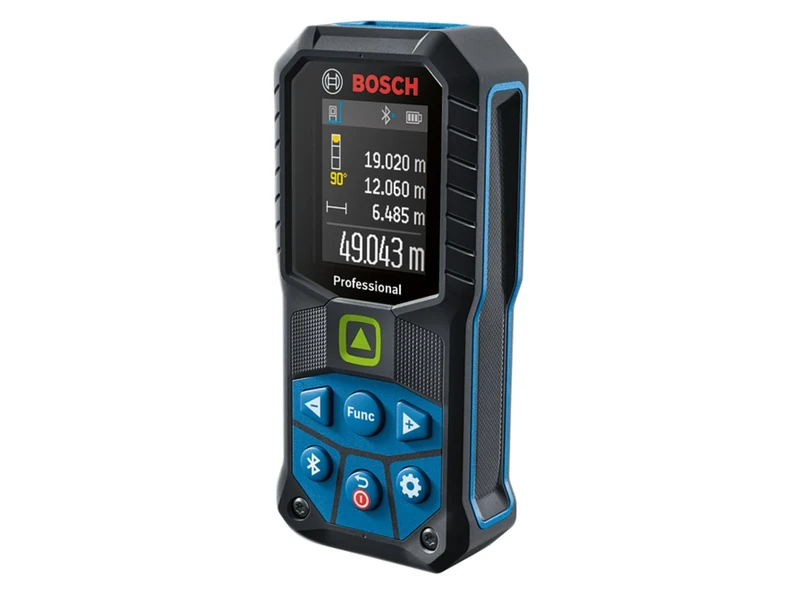 Bosch Professional Laser Measure GLM 50-27 CG (Green Laser, Range: up to 50m, 3.7V Li-Ion Battery, USB Cable, Robust, IP65, Data Transfer via Bluetooth, Hand Strap, Pouch)