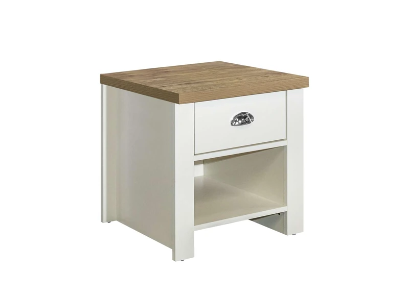Birlea Highgate 1 Drawer Lamp Table Cream & Oak Effect