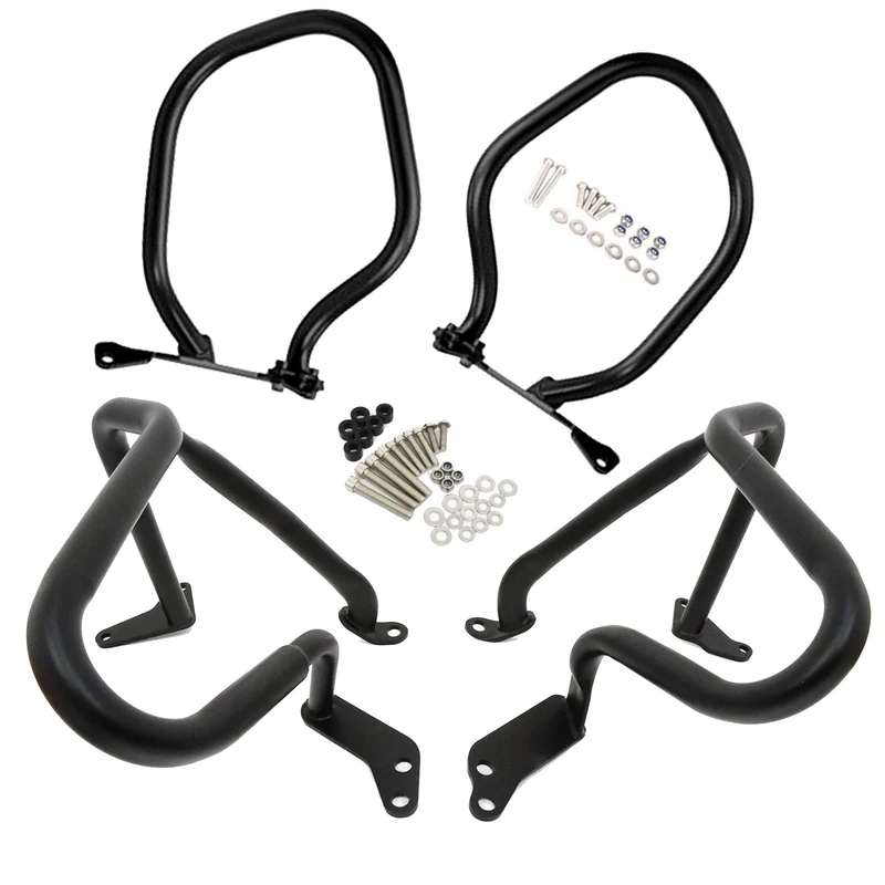 Worldmotop Engine Guard Highway Crash Bar Protector fits for BMW R1250RT R1250 RT 2018-2022 Saddlebags Guard(Black, Front and Rear)