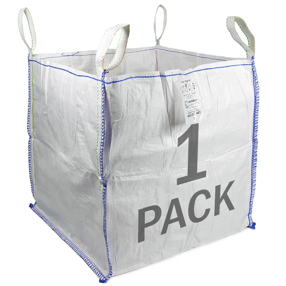 sackmaker FIBC Bulk Bag - One Tonne Builders Bag - Heavy Duty Garden Waste Bag Extra Large - Premium Grade Dumpy Bag with 4 Lifting Handles and Safety Certificate