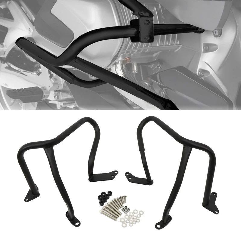Worldmotop Engine Guard Highway Crash Bar Protector fits for BMW R1250RT R1250 RT 2018 2019 2020 2021 2022(Black, Front)