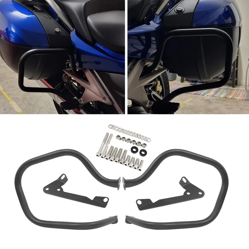 Worldmotop Engine Guard Highway Crash Bar Protector fits for BMW R1250RT R1250 RT 2018-2022 Saddlebags Guard (Black, Rear)