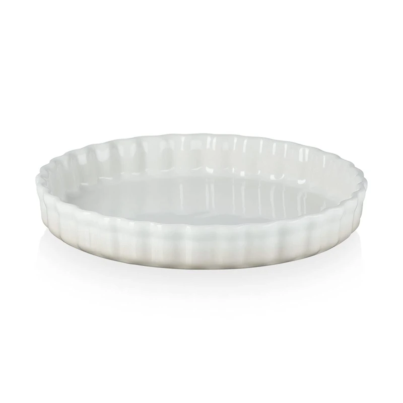 Le Creuset Heritage Fluted Flan Dish, Stoneware, 28 cm, 1.82 kg, Meringue, 71120287160001
