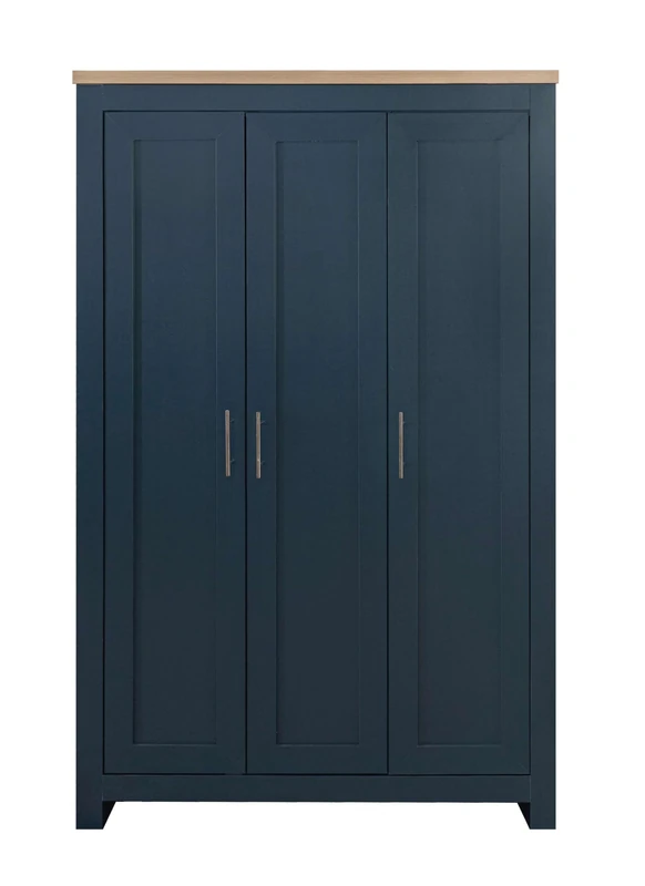 Birlea Highgate 3 Door Wardrobe Navy Blue & Oak Effect