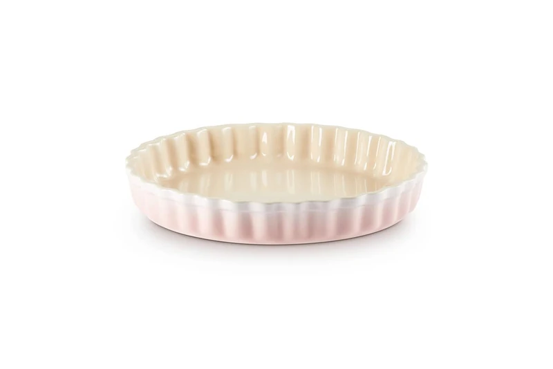 Le Creuset Heritage Fluted Flan Dish, Stoneware, 28 cm, 1.82 kg, Shell Pink, 71120287770001