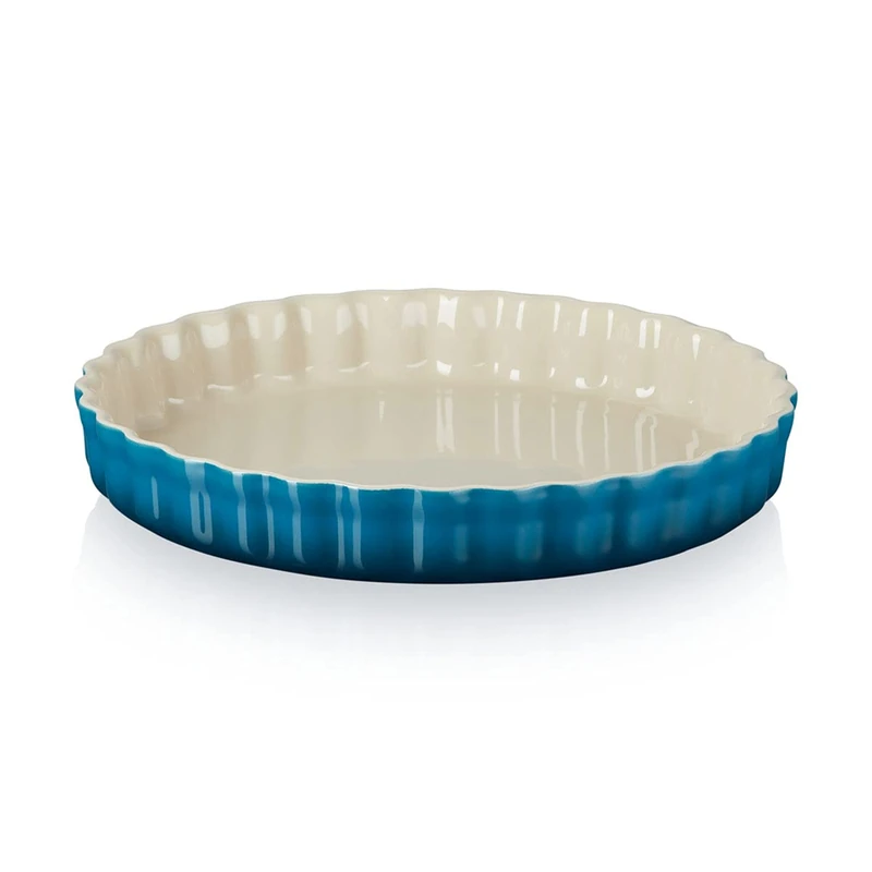 Le Creuset Heritage Fluted Flan Dish, Stoneware, 28 cm, 1.82 kg, Deep Teal, 71120286420001