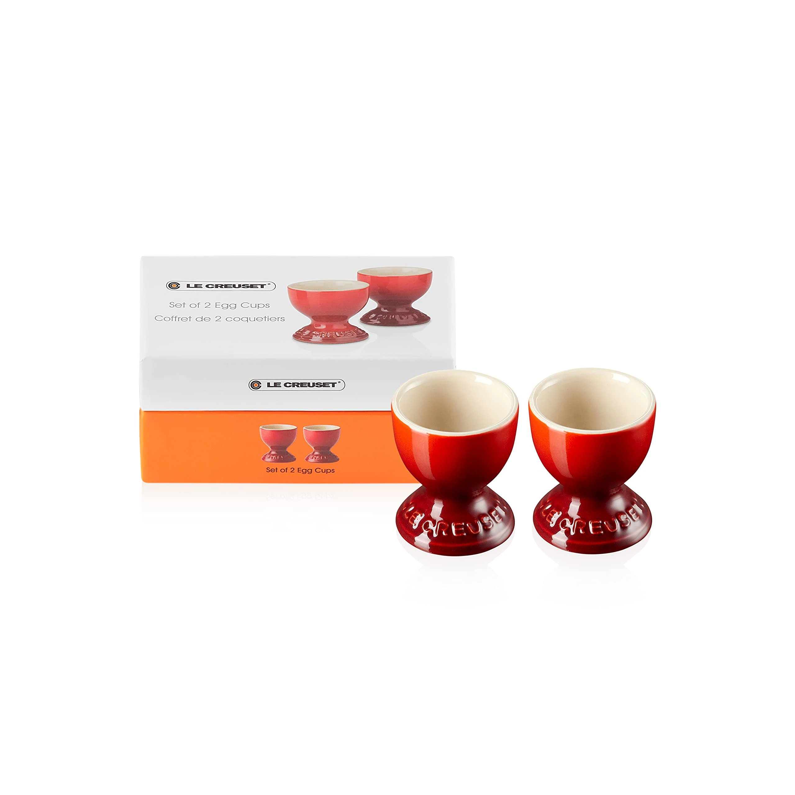 Le Creuset Stoneware Footed Egg Cups, Set of 2, 9 g, 5.3 x 5.3 x 5.9 cm, Cerise, 79064000600000