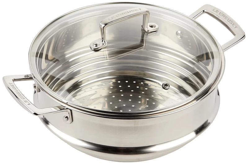 Le Creuset 3-Ply Stainless Steel Large Multi Steamer with Glass Lid, 24 cm, 96101924001000