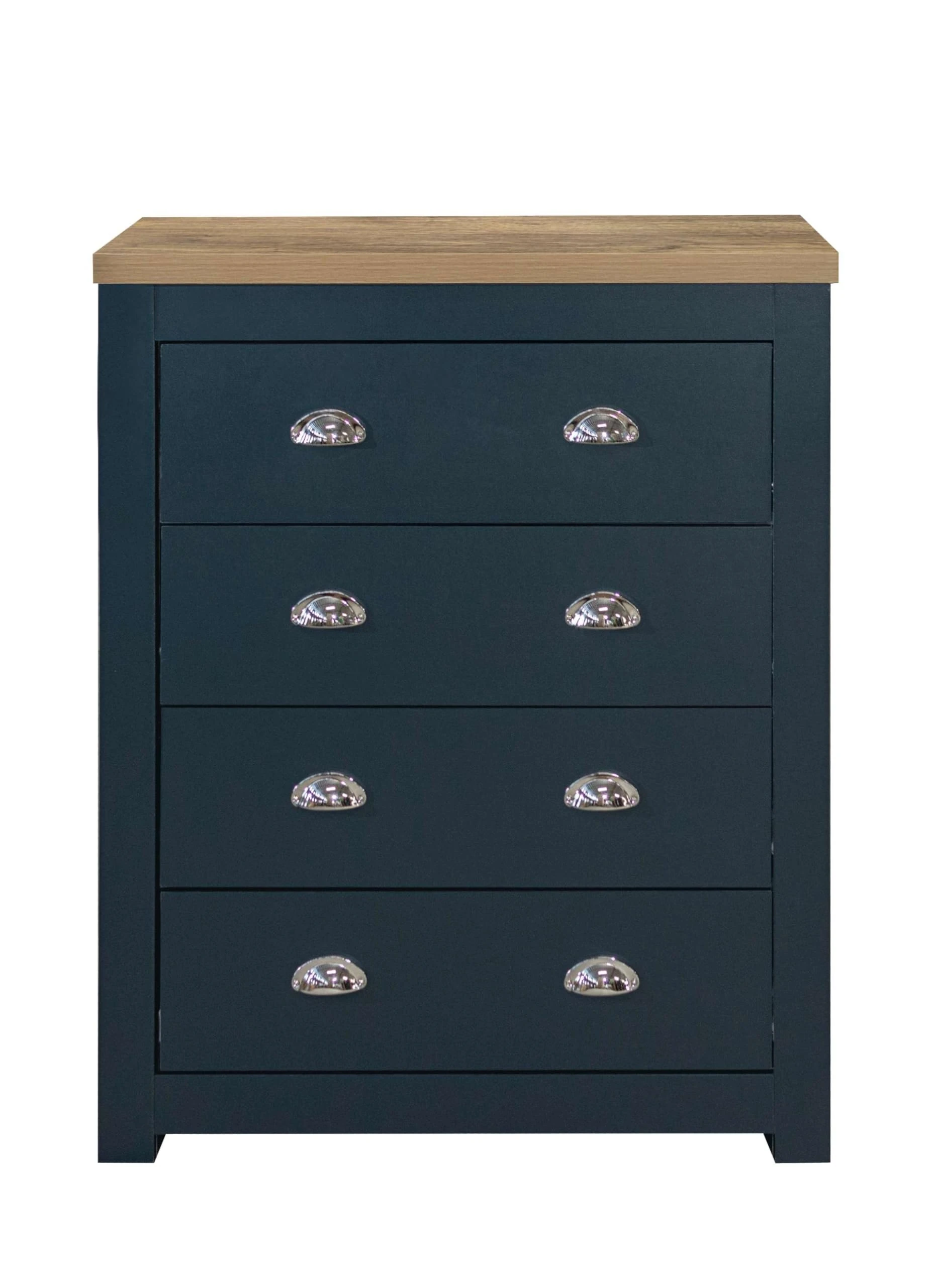 Birlea Highgate 4 Drawer Chest Navy Blue & Oak Effect