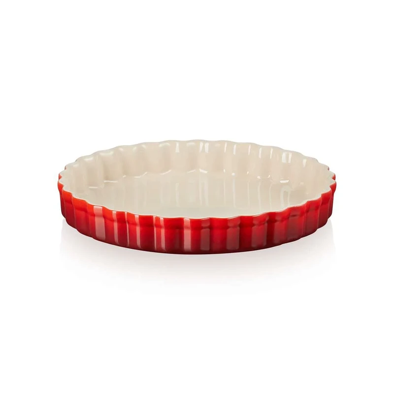 Le Creuset Heritage Fluted Flan Dish, Stoneware, 24 cm, 1.12 kg, Cerise, 71120240600001