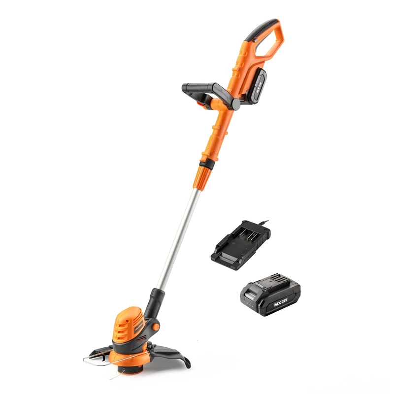 LawnMaster MX 24V 25cm Cordless Grass Trimmer and Edger - 3-in-1 Battery Powered Garden Strimmer, Detachable Wheel Kit, MX 24V Lithium Ion 2.0Ah Battery and Charger, 2 Year Guarantee