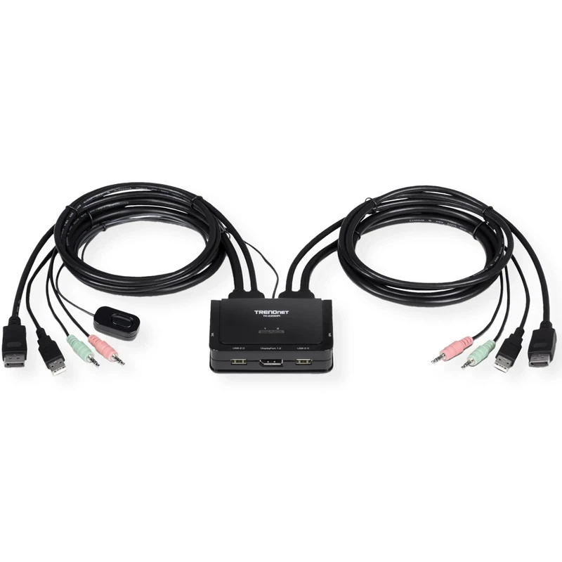 TRENDnet 2-Port 4K DisplayPort KVM CPNT, Toggle Switch, Hinge Lever Actuator, Black - Image 1