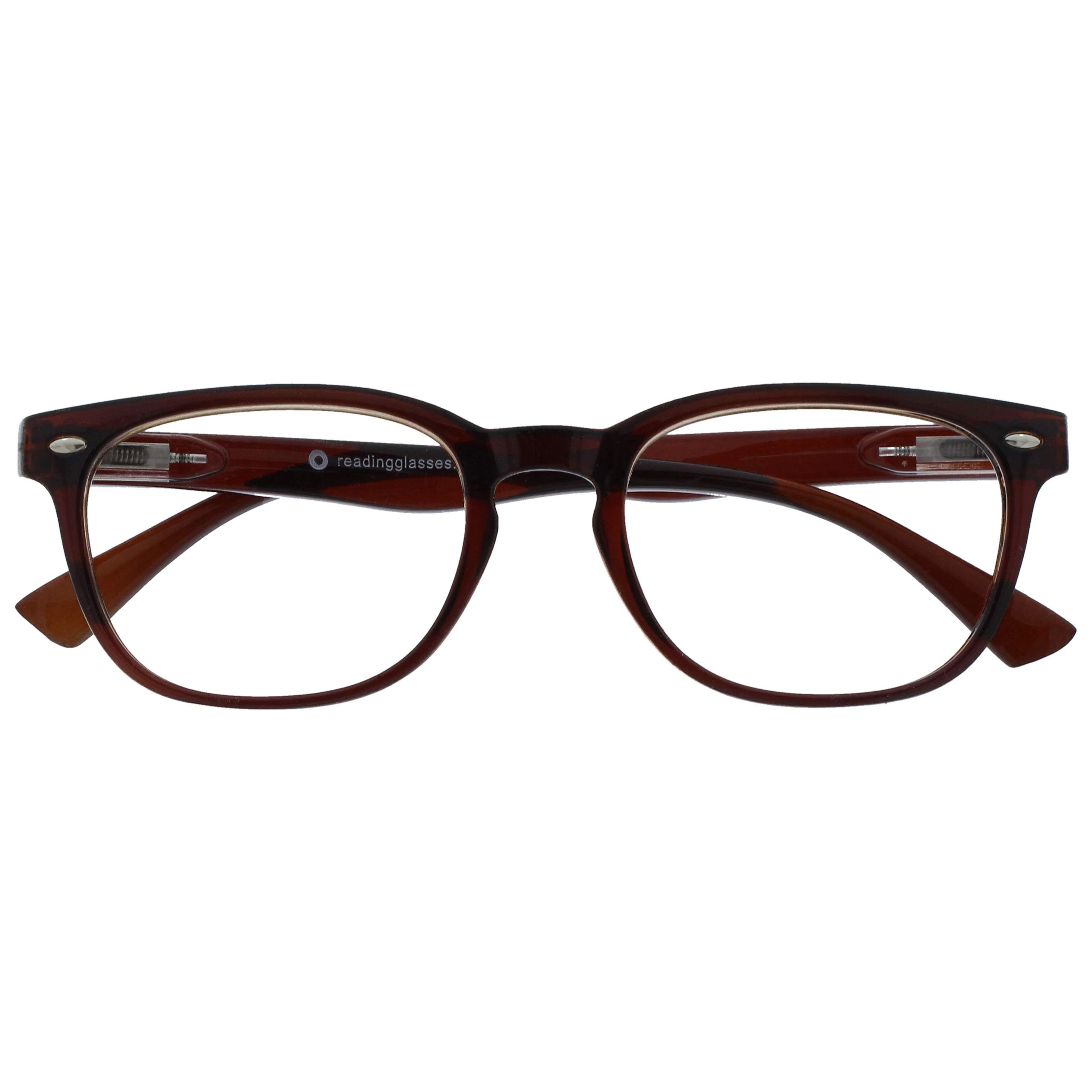 OPULIZE ORA Reading Glasses for Men Women - Designer Style Rounded Frame - Scratch Resistant - Spring Hinges - Dark Brown +2.50