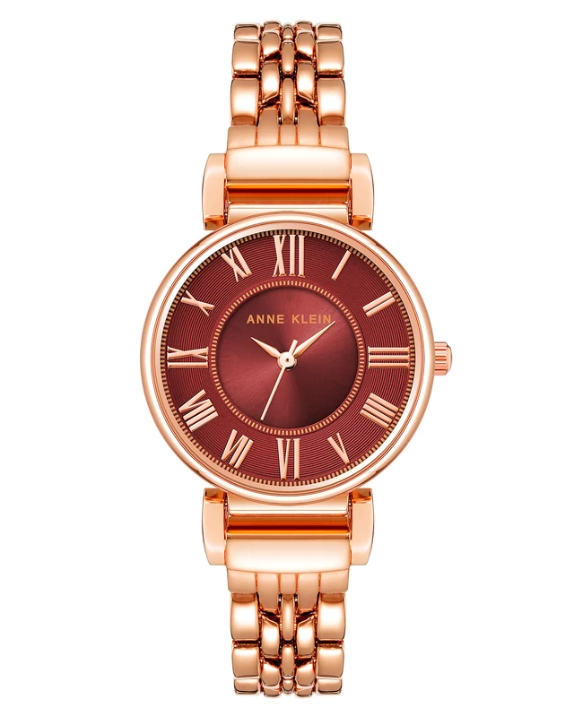 Anne Klein Women's Bracelet Watch, Burgundy/Rose Gold