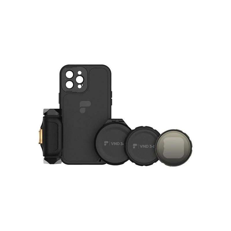 PolarPro - LiteChaser - iPhone 12 Pro - VND Kit - Protective case - Corresponding grip - Variable ND filter - Lens cap - Compatible with Moment M-Series lenses - MagSafe