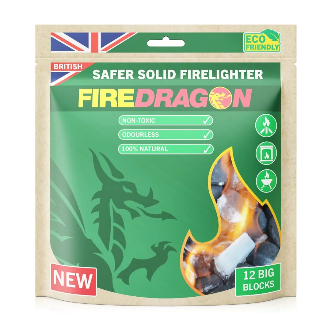 Fire Lighters for Wood Burners by Fire Dragon | Solid Fuel Blocks Firelighters for Fire Starter | 12 x 27g (1oz.) Eco-Friendly Solid Fuel Tablets (Packaging May Vary)