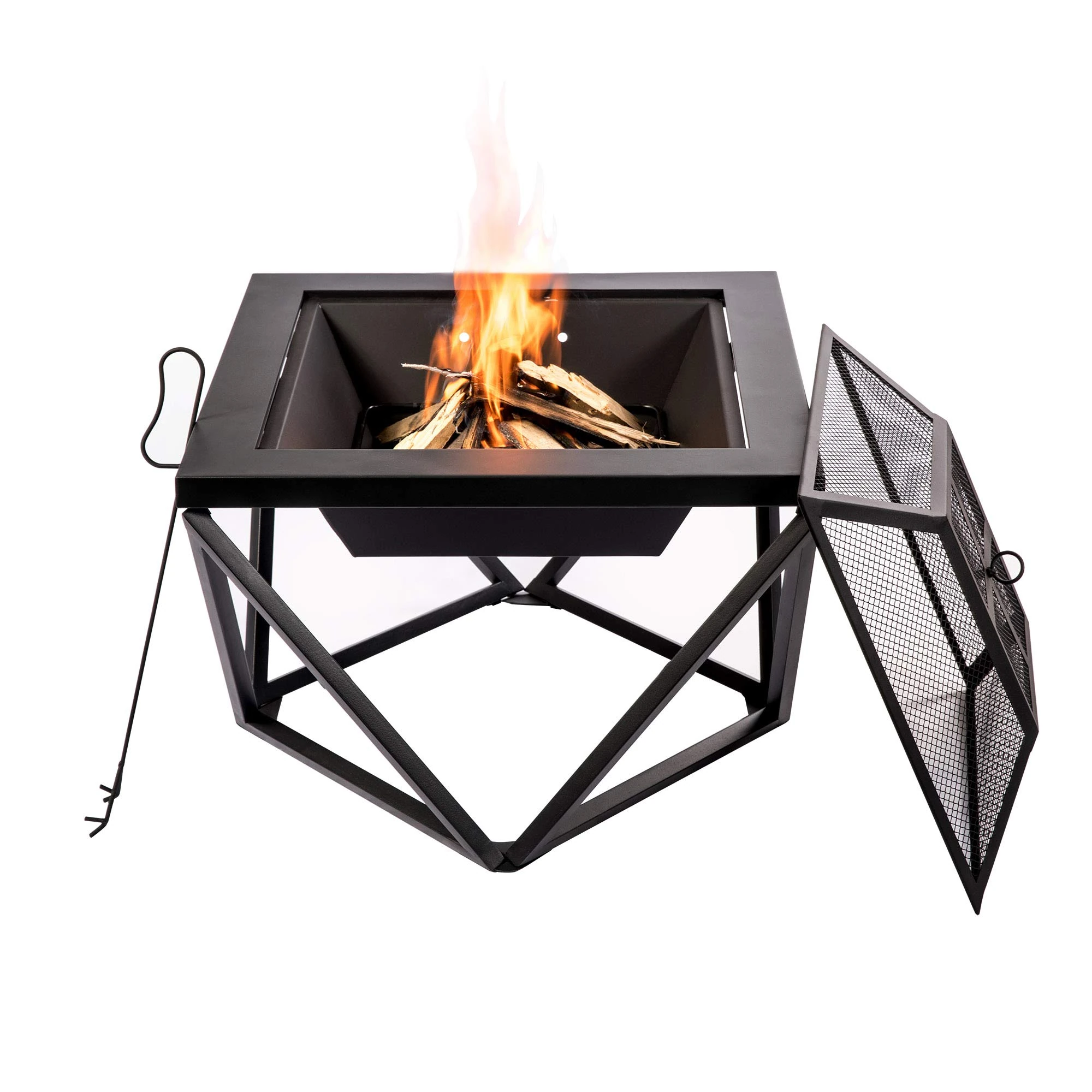 Teamson Home Garden Wood Burning Fire Pit, Outdoor Log Burner Firepit with Lid