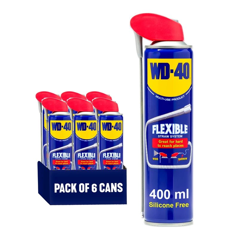 WD-40 Multi Use Lubricant Spray 400ml 6-Pack Flexible Metal Straw, Multipurpose WD40 Spray Lubricant for Maintenance, Water Displacement, and Rust Protection for Fleet and Workshop - Image 1