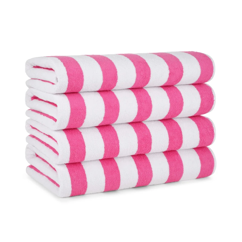 Arkwright Striped Beach Towels (30x60, 4 Pack) - 100% Cotton Perfect Pool Towels, Bath Towels (Pink)