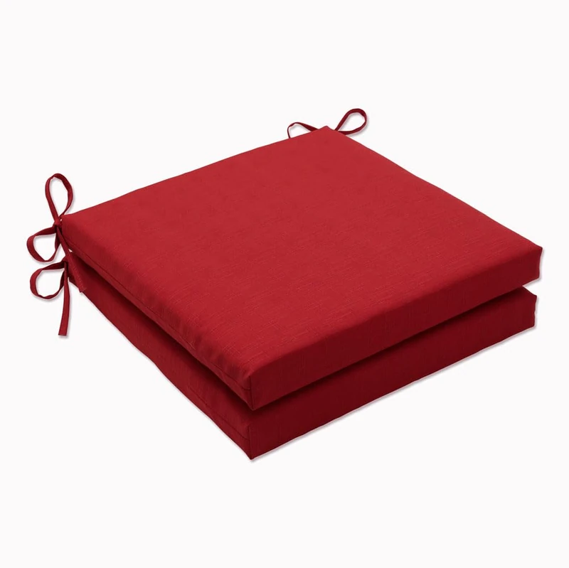 Pillow Perfect Outdoor | Indoor Splash Flame Squared Corners Seat Cushion 20x20x3 (Set of 2), 20 X 20 X 3, Red