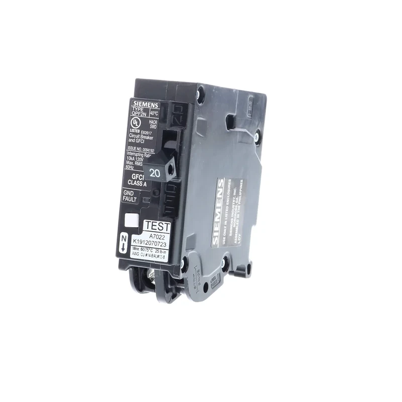 Siemens QF120AN 20 Amp 1-Pole GFCI Plug-On Neutral Circuit Breaker, Black