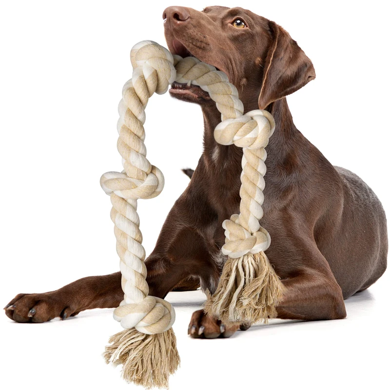 Fida Heavy Duty Dog Rope Toy - 92cm Natural Cotton Tug Toy - Image 1