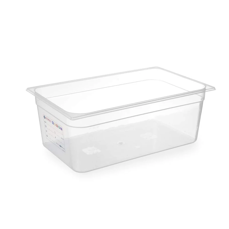 HENDI Gastronorm Container, Temperature Resistant from -40 °C to 80 °C, Odourless and Tasteless, without Lid, 28 L, Polypropylene, GN 1/1, 530 x 325 x (H) 200 mm, Transparent, Pack of 6