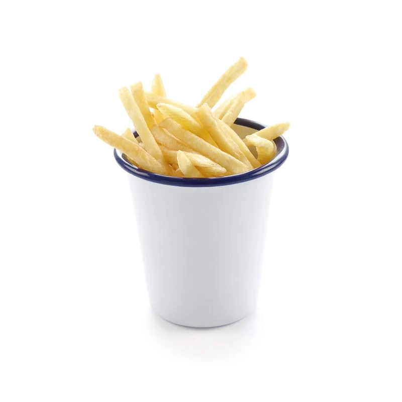 HENDI Enamel Steel Cups - 0.4L with Blue Rim - 72 Pieces