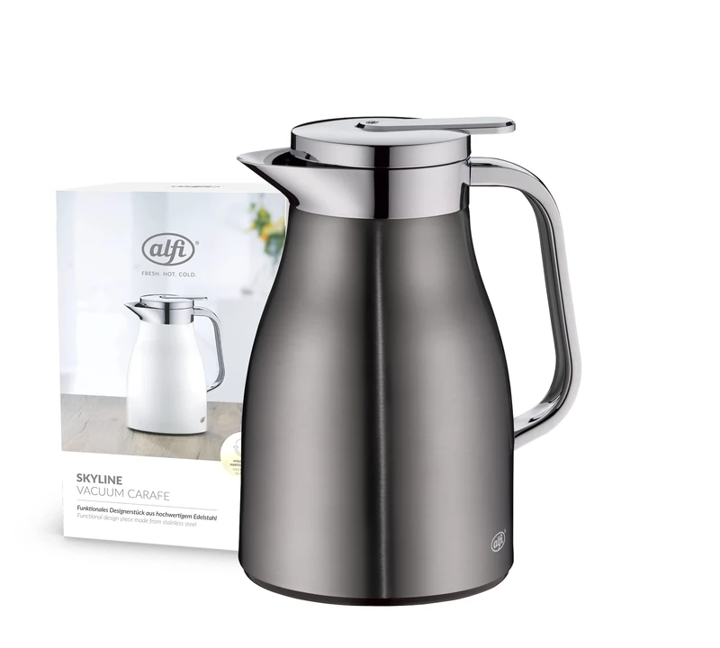 ALFI Thermos Flask, Stainless steel body Plastic handle Glass insert, Cool Grey, 0,65 Liter