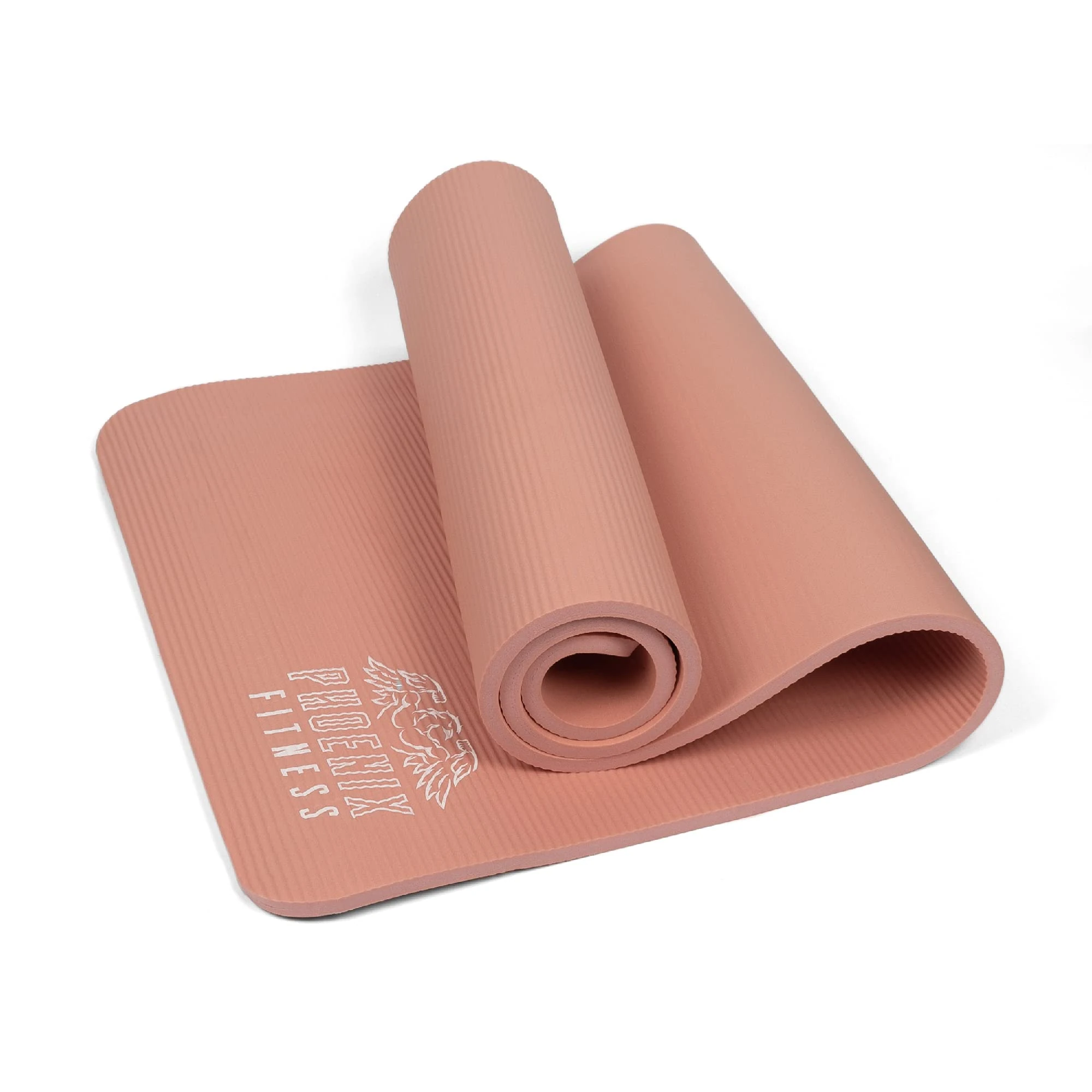 Phoenix Fitness RY1547 Exercise NBR Fitness Yoga Mat - Double Sided Anti Slip High Density Floor Mat - 185 x 61 cm - 15mm Thick with Carry Strap, Pink