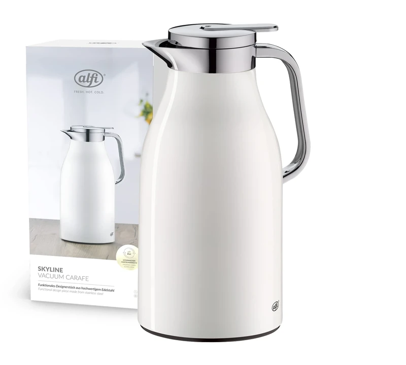ALFI Thermos Flask, Stainless steel body Plastic handle Glass insert, Coconut White, 1,5 Liter