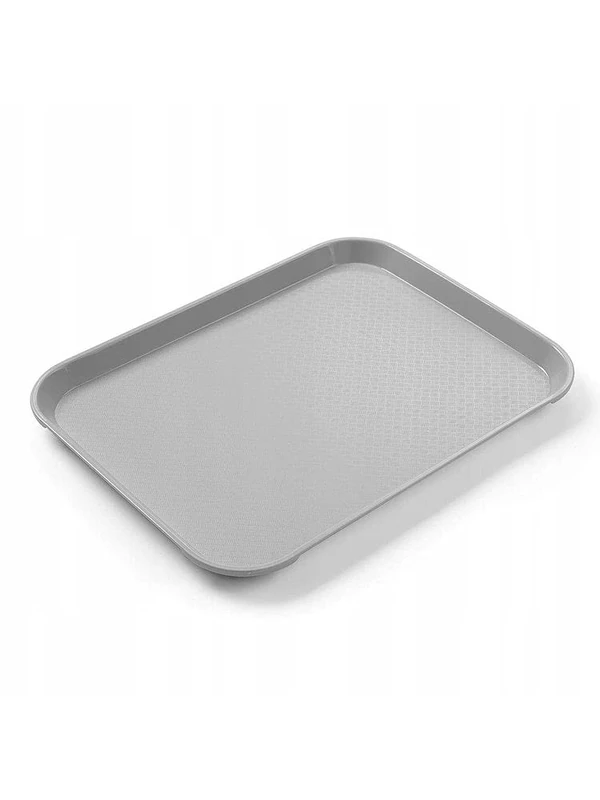 HENDI Plastic Serving Tray, Tray, Temperature Resistant up to 80 °C, for Fast Food, Polypropylene, 265 x 345 mm Grey, 24 Pieces