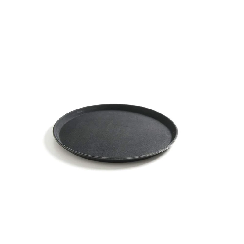 HENDI 12 x Black Polypropylene Round Serving Trays 280mm Diameter x 20mm Height 878125